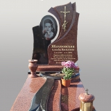 Фото памятника из гранита Одинарный гранитный памятник - Роза на кресте